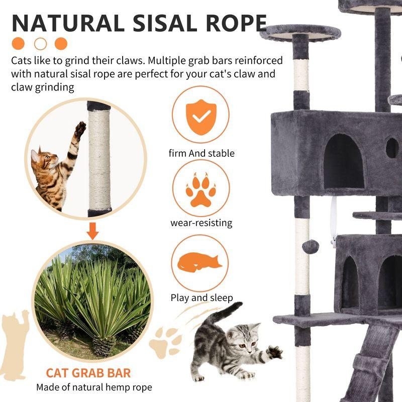 Tucker Murphy Pet™ 70In Cat Tree Tower For Indoor Cats,Multi-Level, Furniture Activity Center With Scratching Posts Stand House Cat Condo With Funny Toys For Kittens Pet Play House,Dark Gray