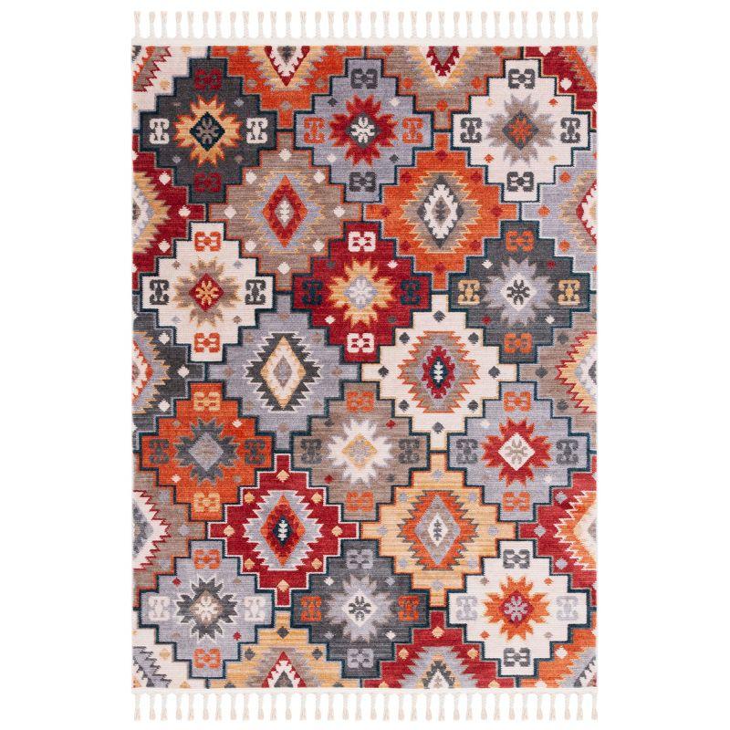 Farmhouse FMH805 Power Loomed Area Rug - Grey/Red - 4'x5'4" - Safavieh.