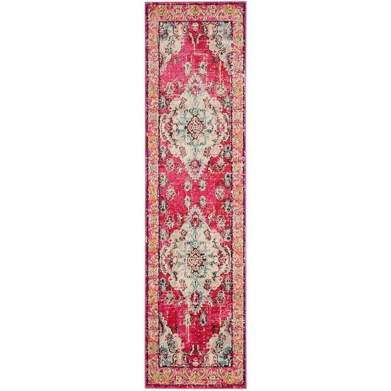 Bohemian Bliss Pink Medallion Easy-Care Synthetic Area Rug