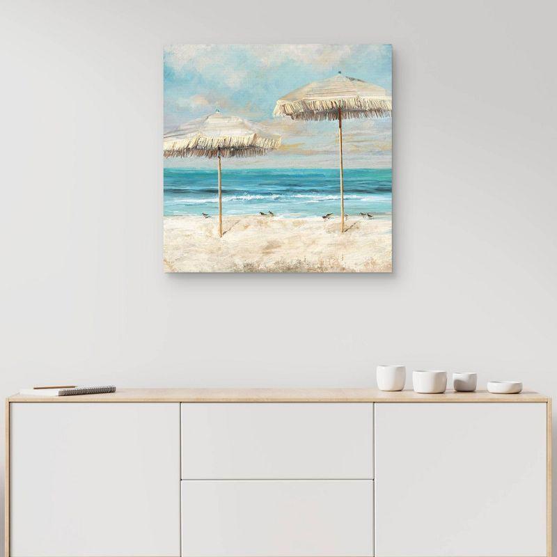 Masterpiece Art Gallery 30" x 30" Beach Duet by Studio Arts Unframed Wall Canvas : Coastal Scene with Umbrellas