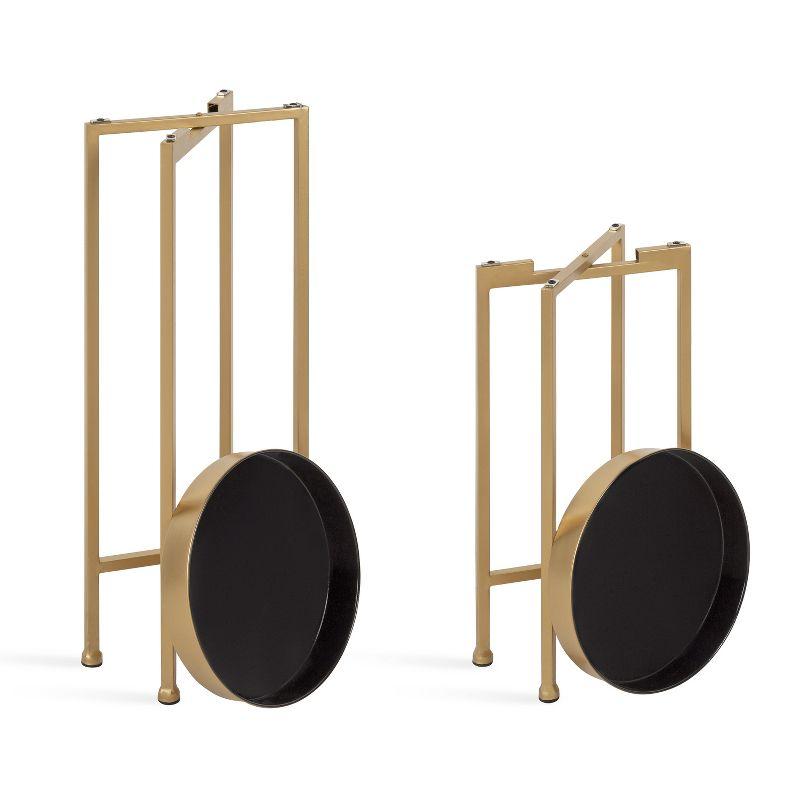 Kate and Laurel Celia Round Metal Nesting Table, 2 Piece, Black and Gold