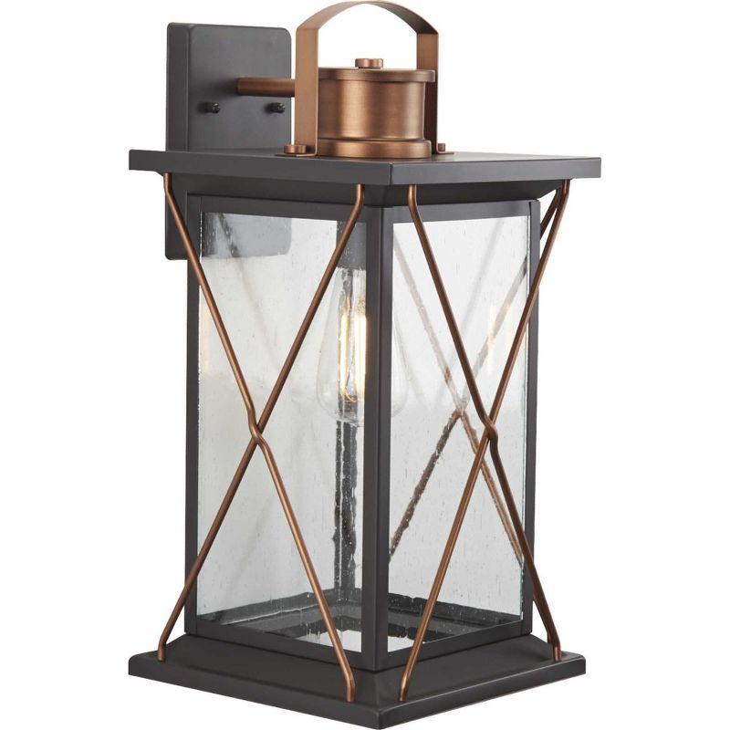 Progress Lighting Barlowe 1-Light Outdoor Wall Lantern in Antique Bronze with Clear Seeded Glass