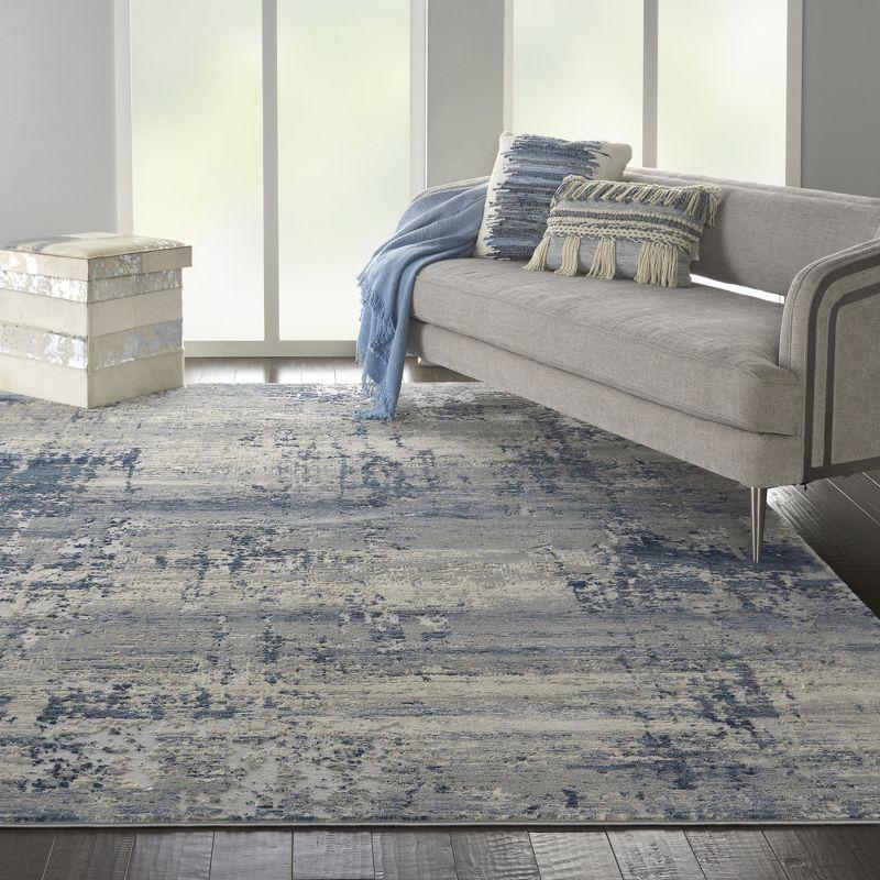 Nourison Rustic Textures Abstract Indoor Area Rug Ivory Blue 9'3" x 12'9"