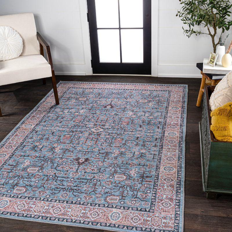 Kemer All-Over Persian Machine-Washable Blue/Red/Brown 8 ft. x 10 ft. Area Rug - JONATHAN Y