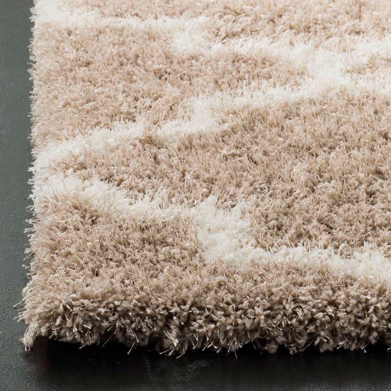 Ivory Beige High Pile Shag Area Rug 2'-3" x 7'