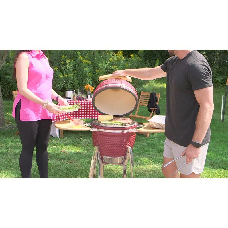 Mullite Kamado Grill with Wheels and Side Tables