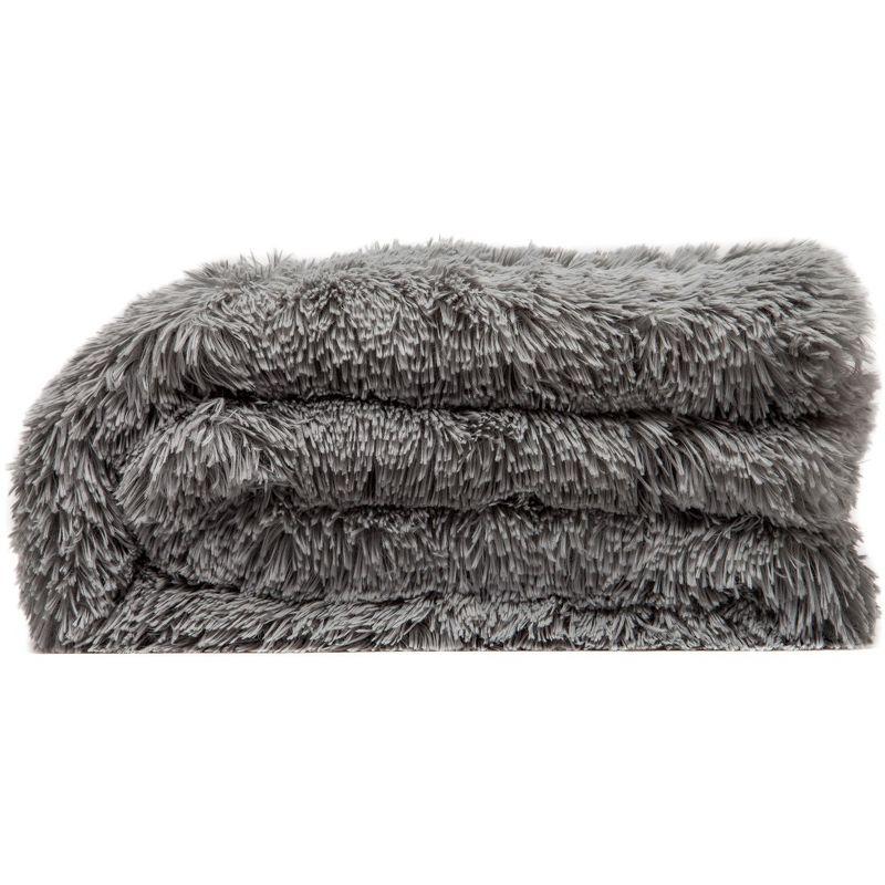 Chanasya Solid Faux Long Fur Fuzzy Throw Blanket