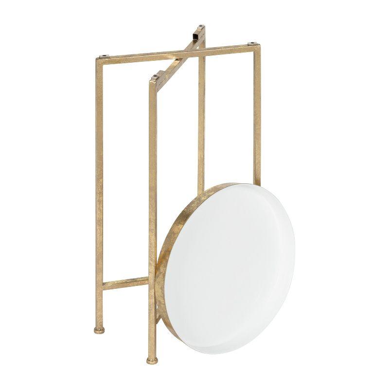 Kate and Laurel Celia Round Metal Tea Table, 14x14x25.75, Gold and White