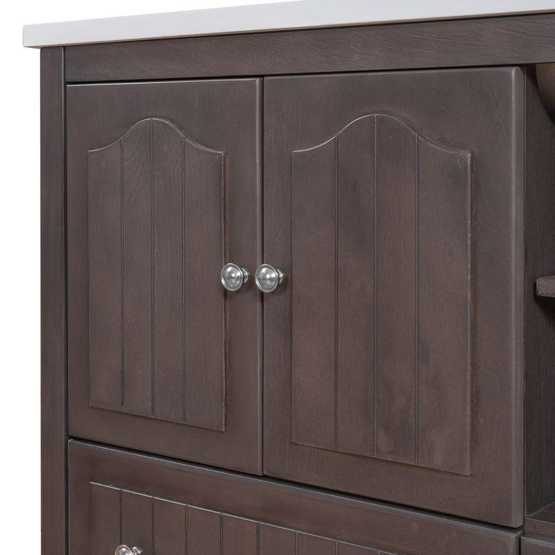 36" Dark Brown Solid Wood Bathroom Vanity Base