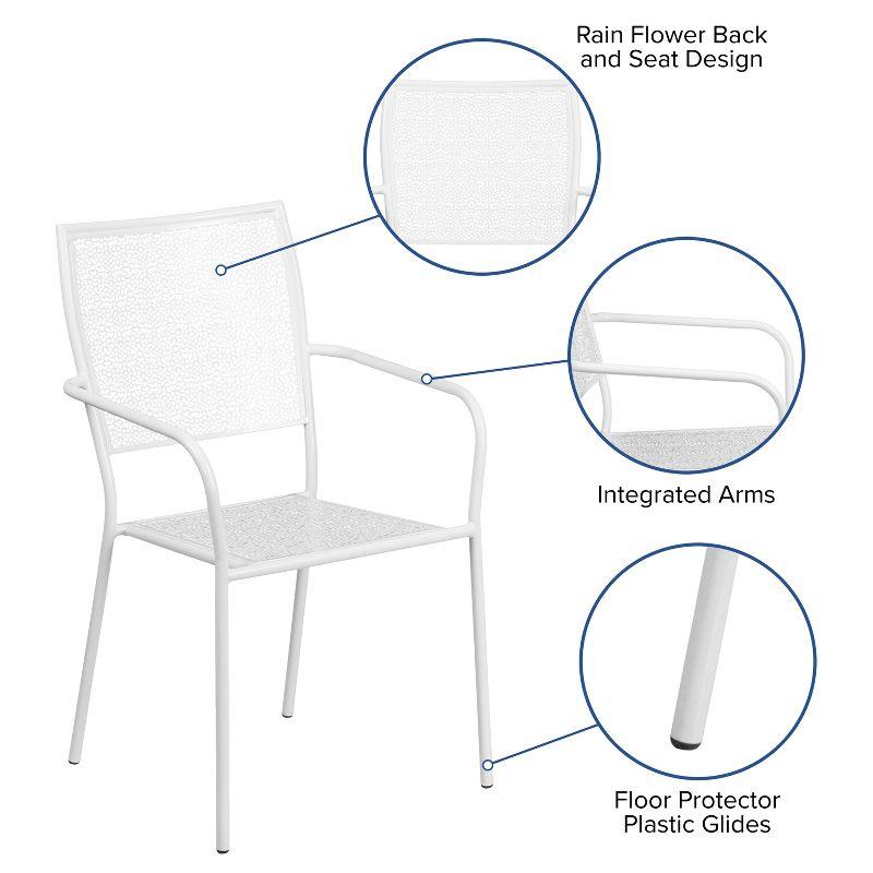 Rain Flower White Steel Stackable Outdoor Dining Chair