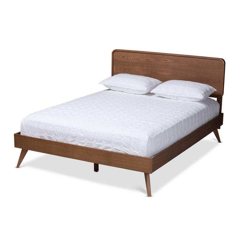 Queen Demeter Ash Walnut Finished Wood Platform Bed Brown - Baxton Studio: Mid-Century Modern Design, Rubberwood Frame, No Box Spring Needed