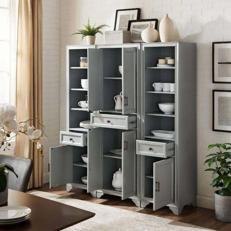 Distressed Gray 3-Piece Kitchen Pantry Set with Shelves