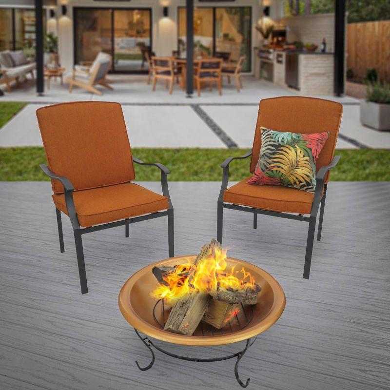 29" Copper Finish Steel Fire Pit with Stand and Screen