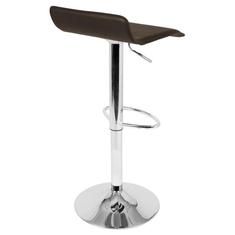 Set of 2 Ale Contemporary Adjustable Barstool Brown - Lumisource: Chrome-Plated, Swivel, Low Back, PVC Upholstery