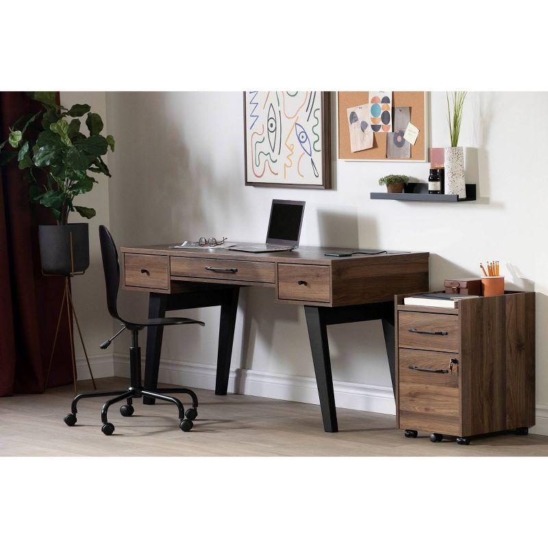 Natural Walnut Computer Desk with Power Outlet and USB Ports