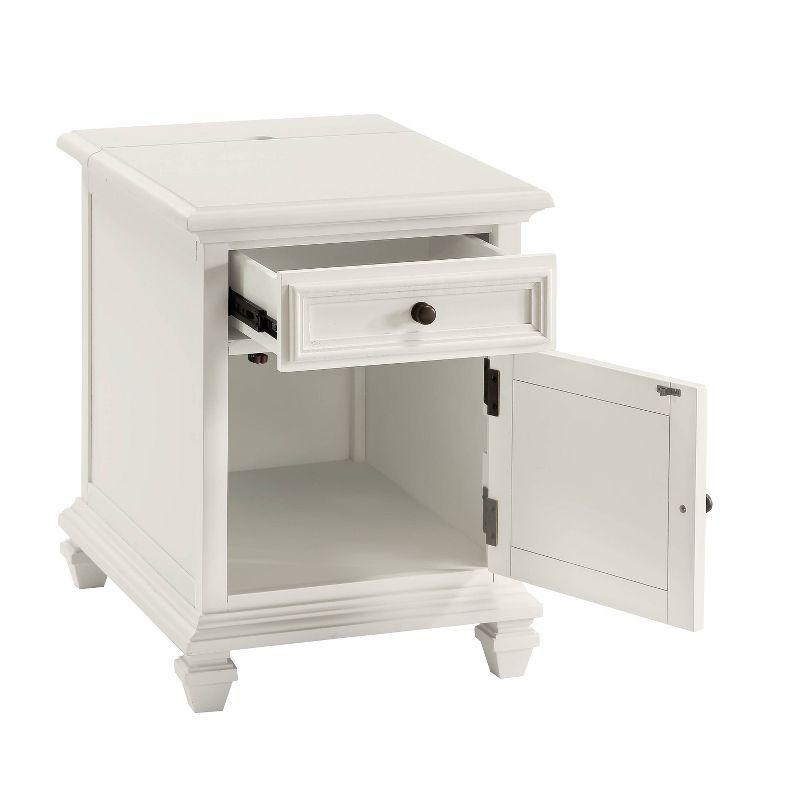 Charlestown Storage End Table with USB White - Steve Silver Co.: Cottage Style, Louvered Door Cabinet, Power Strip