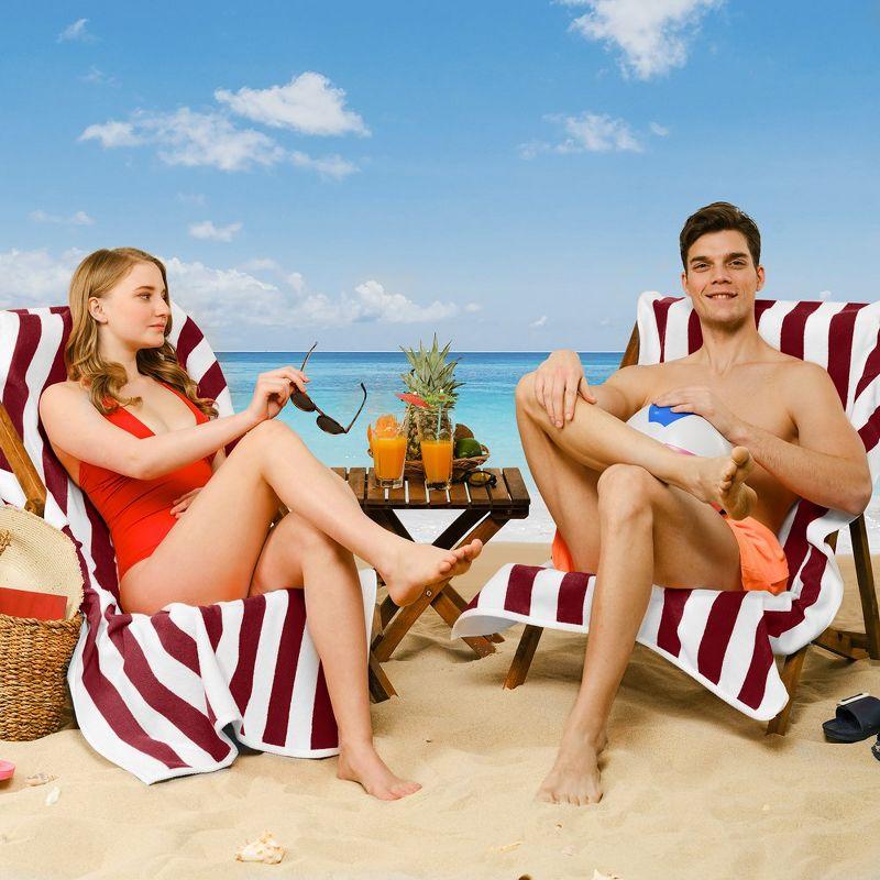 American Soft Linen Beach Towel, 100% Cotton Cabana Striped Beach Towel, 30 in by 60 in Soft Absorbent Beach Pool Towel
, Bordeaux