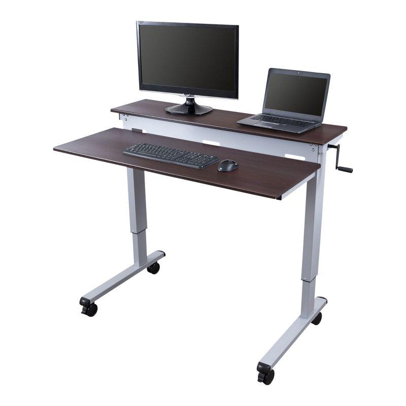 Dark Walnut Adjustable Height Standing Desk with Metal Base