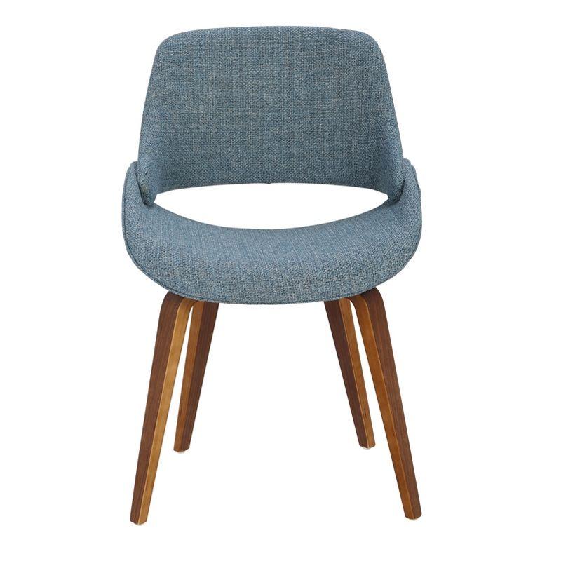 LumiSource Set of 2 Fabrico Mid Century Modern Dining/Accent Chair Walnut Blue:: Polyester Upholstery, Wood Legs, Floor Protectors