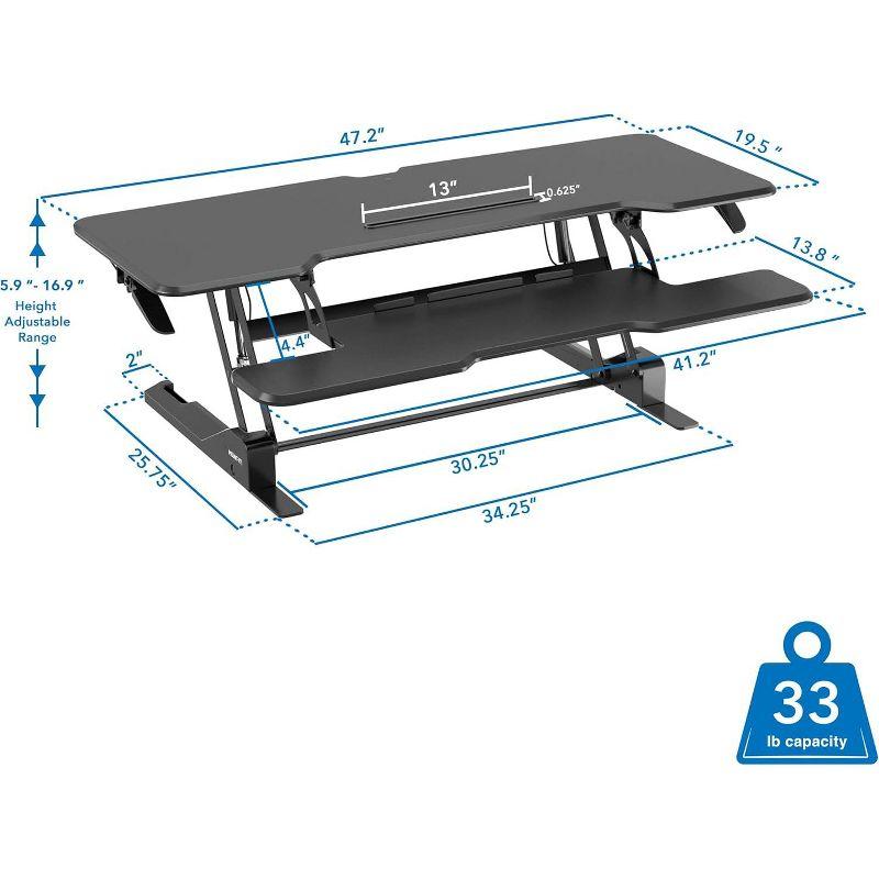 Mount-It! Large Standing Desk Converter with 47" Desktop, Black