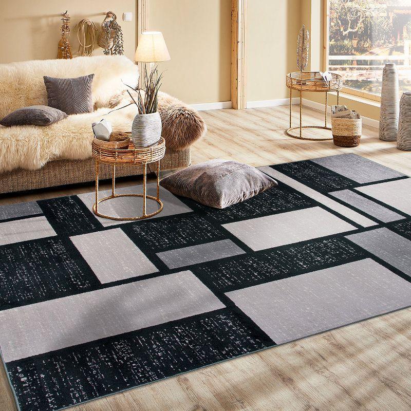 Gray Geometric Tufted Washable Rectangular Area Rug