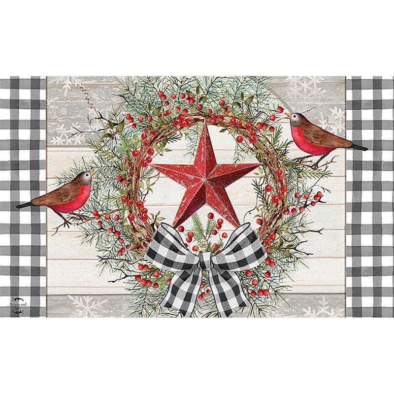 Briarwood Lane Doormat 30x18 Indoor Outdoor Berry Wreath Barnstar Winter For Winter Doormat