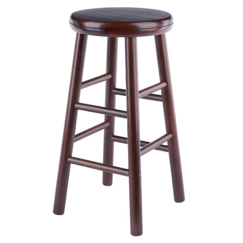 Transitional 25" Walnut Wood Swivel Counter Stools, Set of 2