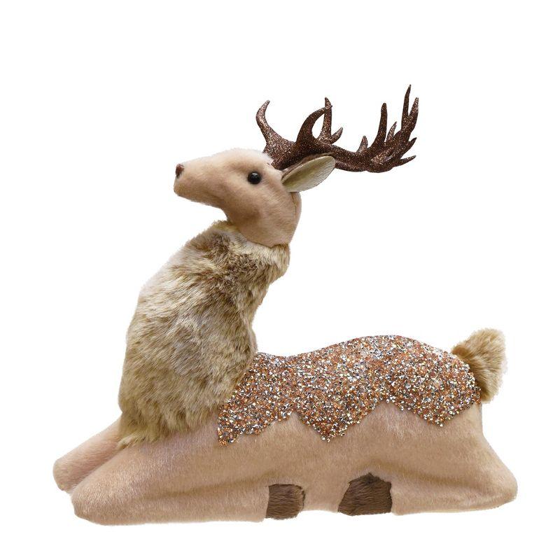 Northlight Seasonal 9.5" Beige and Brown Sitting Deer Christmas Tabletop Decor