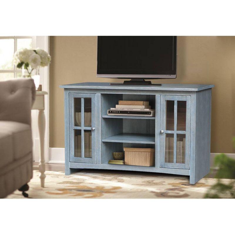 Heather Grey-Antique Solid Wood TV Stand with Cabinet Storage