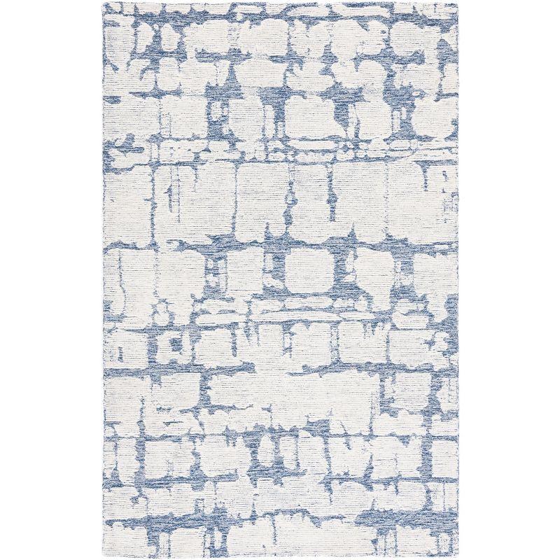 Handmade Tufted Wool Rectangular Area Rug in Blue and Green