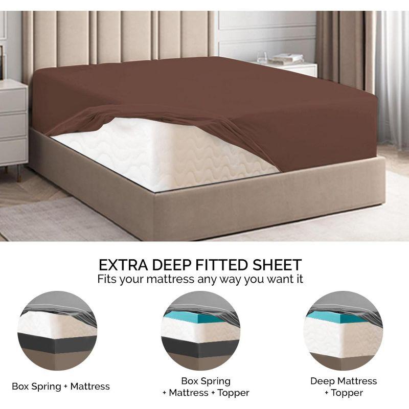 California King Brown Microfiber Deep Pocket Sheet Set