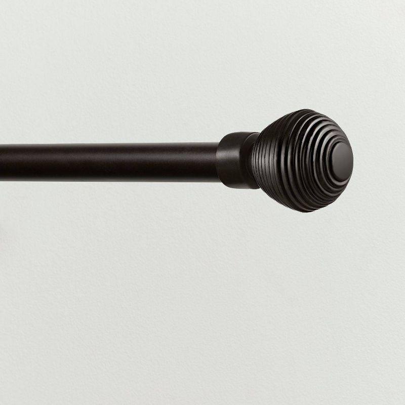 Matte Bronze Adjustable Curtain Rod with Sphere Finials