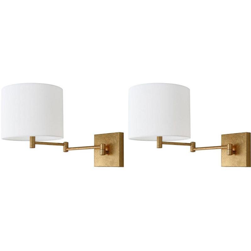 Lillian Gold 22.5" Contemporary Swing Arm Wall Sconce - Set of 2