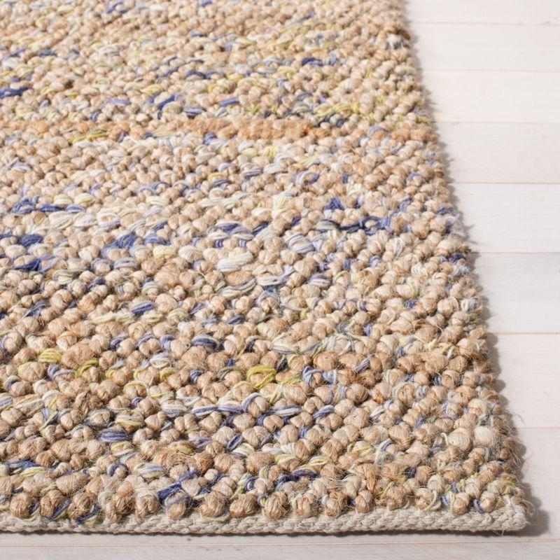 Eco-Friendly Hand-Knotted Natural & Purple Wool Square Rug