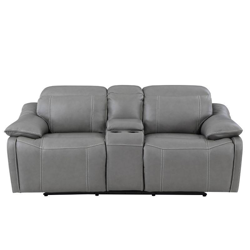 Alpine Leather Power Console Loveseat Smoke - Steve Silver Co.