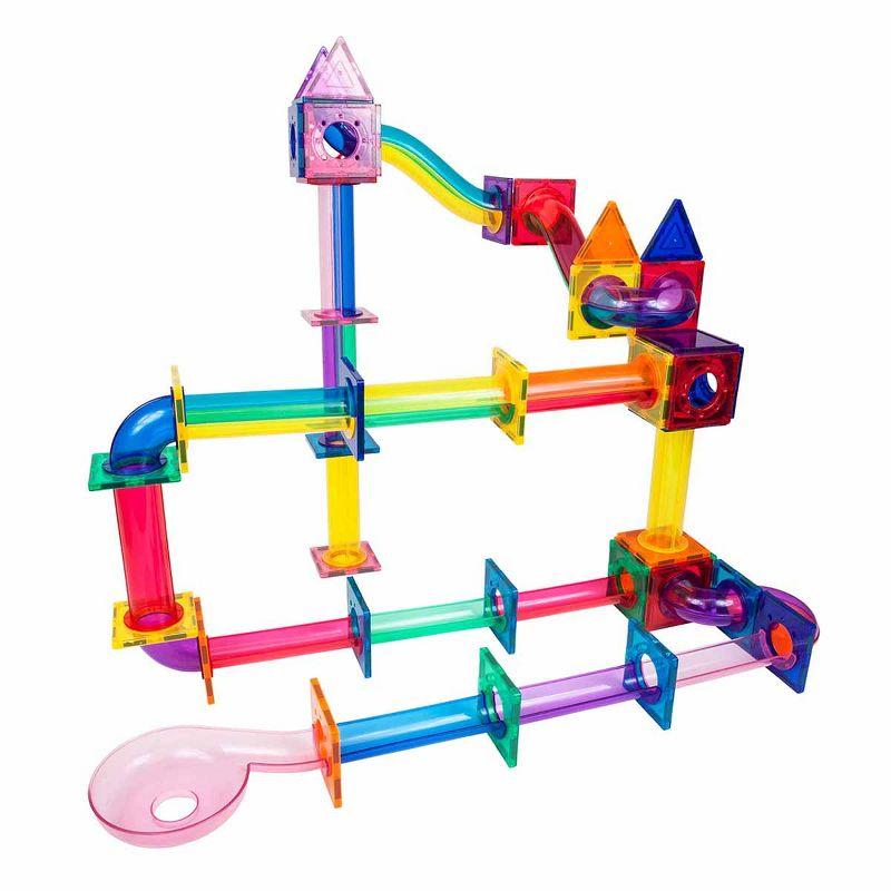PICASSO-TILES Marble Run Race Track Set,  Magnetic Tiles, Building Blocks, STEM Toys for Kids, 120pc
