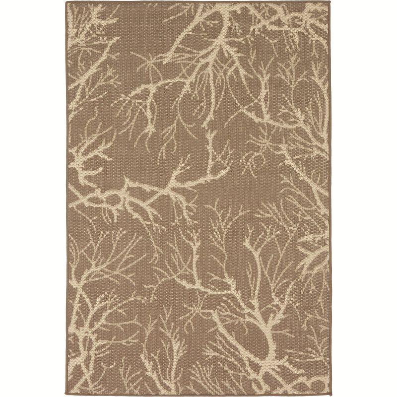 Unique Loom Outdoor Botanical Branch Floral and Botanical Woven Area Rug