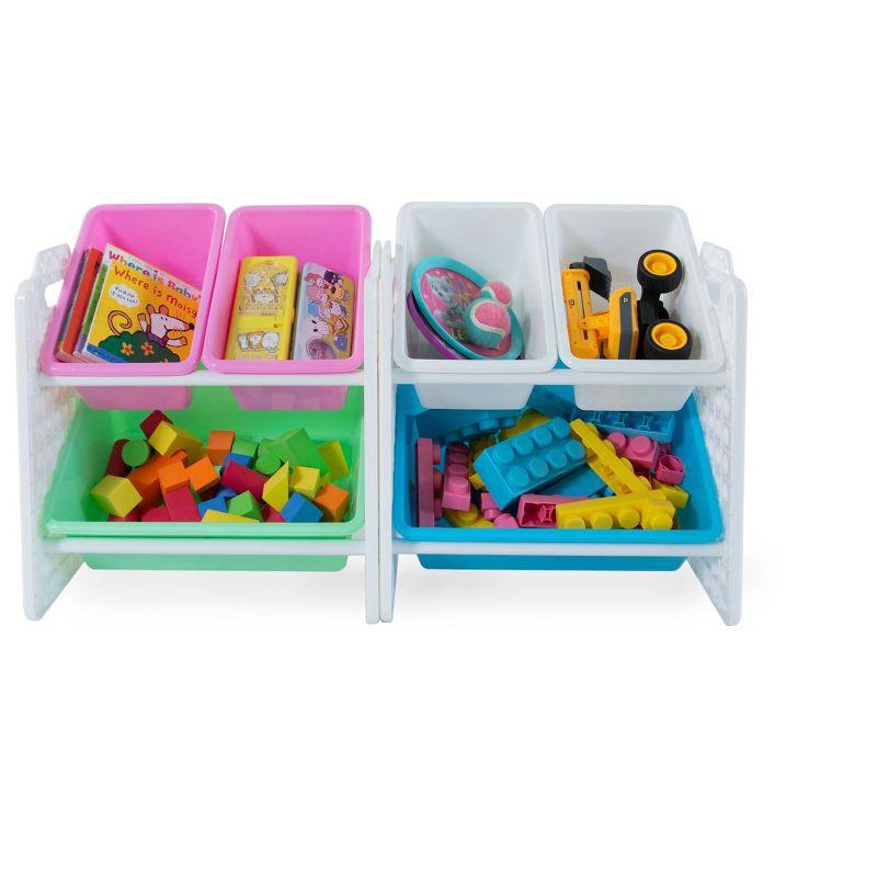 UNiPLAY Toy Organizer With 6 Removable Storage Bins and Block Play Panel, Multi-Size Bin Organizer