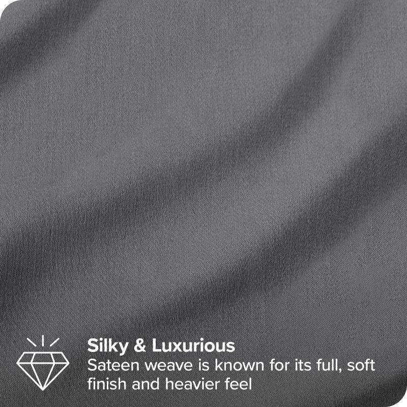 400 Thread Count Organic Cotton Sateen Grey 4 Piece Full Bed Sheet Set by Bare Home