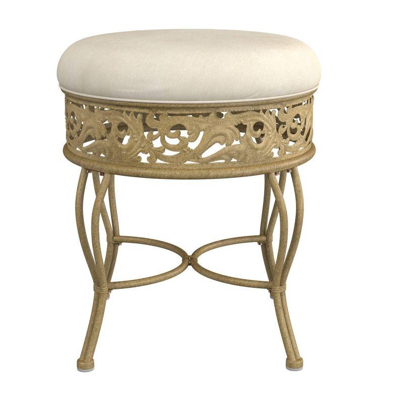 18.5" Villa III Upholstered Backless Metal Vanity Stool Beige - Hillsdale Furniture: Round Padded Seat, Makeup Bench