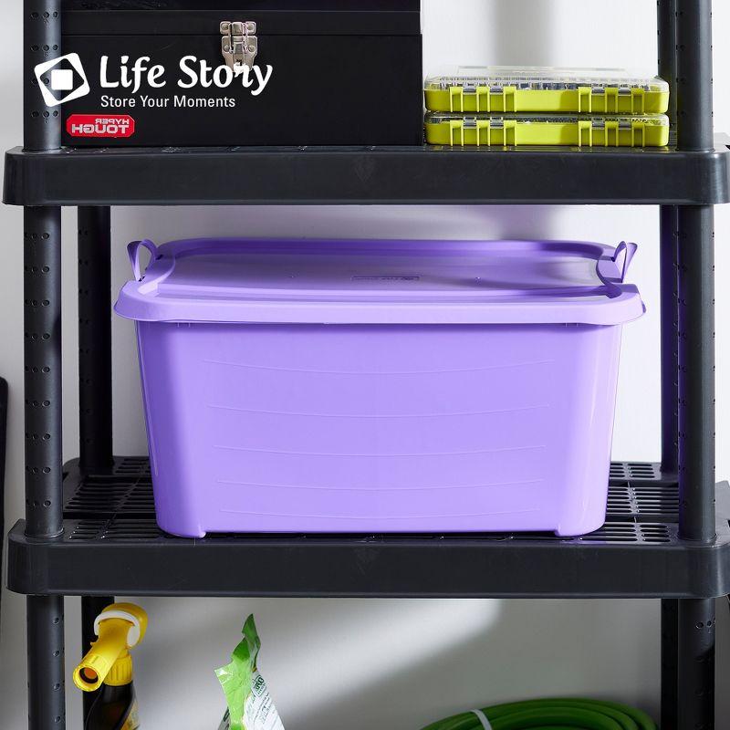 Life Story Multi-Purpose 55 Quart Stackable Storage Container with Secure Snapping Lids for Home Organization