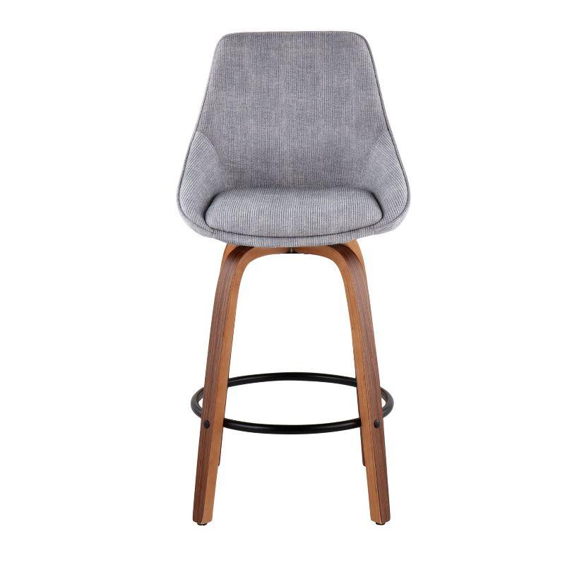 Set of 2 Diana Counter Height Barstools: Velvet Upholstery, Swivel, Wood Frame - LumiSource