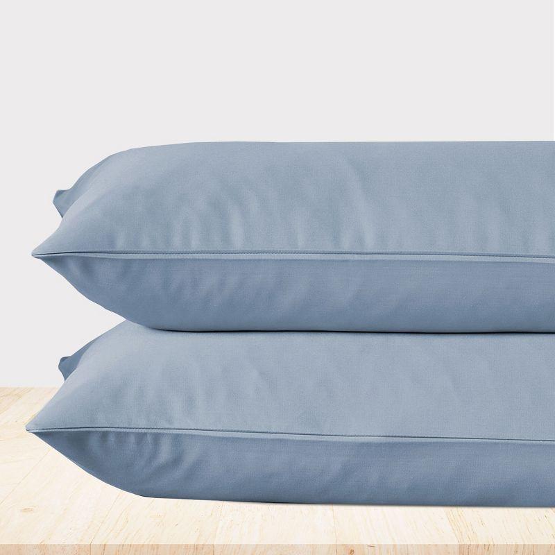 Blue 1000 Thread Count Cotton Sateen Standard Pillowcase Set