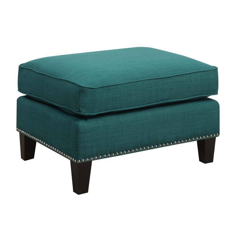 Picket House Furnishings Emery Ottoman Teal : Mid-Century Modern, Square Upholstered Bench, Plywood Frame