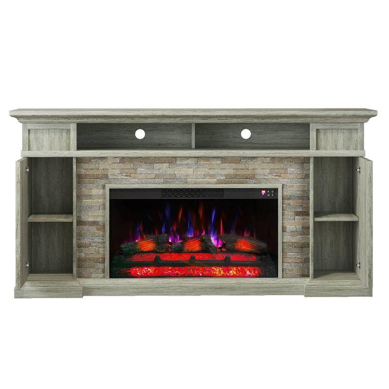 Festivo 70" Farmhouse Freestanding Electric Fireplace Light Gray
