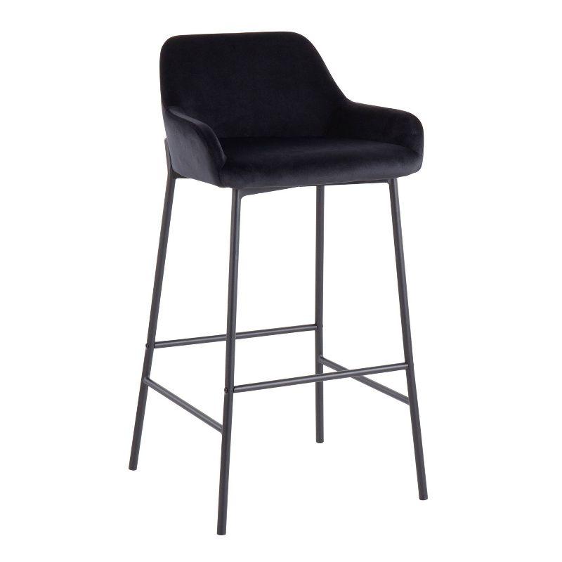 Set of 2 Daniella Metal/Velvet Barstools Black - LumiSource: Upholstered, 30" Fixed Height, Foam Padded