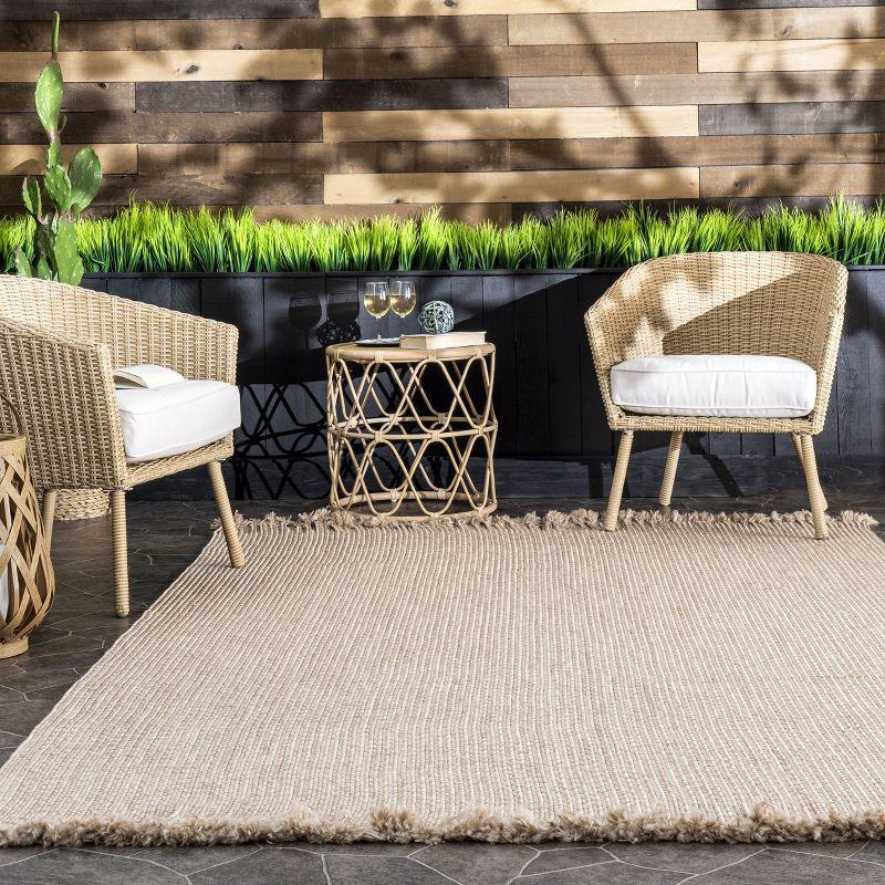 Nuloom Braided Courtney Tassel Indoor/Outdoor Area Rug, 3' x 5', Tan