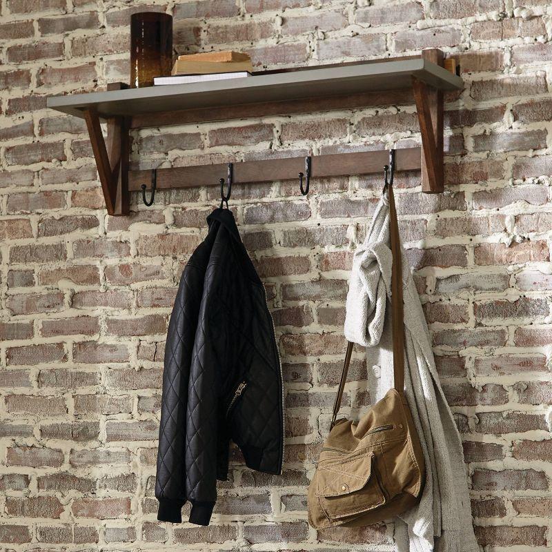 Brookside Entryway Coat Hook Concrete Coated Top and Wood Light Gray/Brown - Alaterre Furniture: Hardwood Wall Rack, Metal Hardware