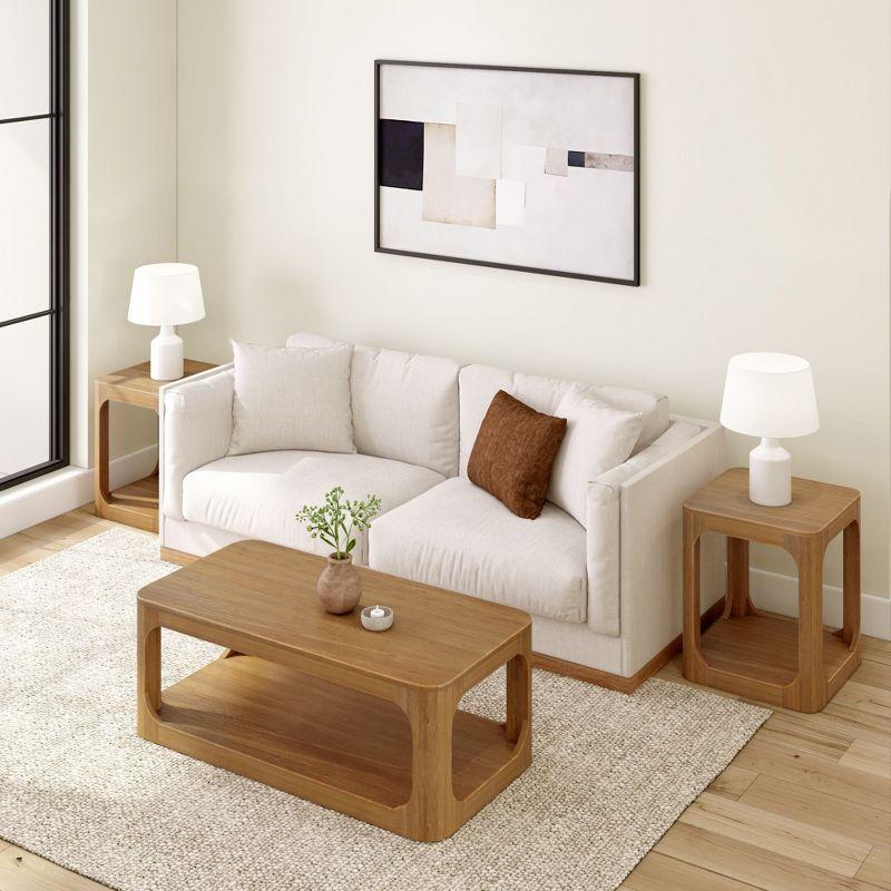 Plank+Beam 48" Modern Rectangular Coffee Table with Shelf, Solid Wood Table