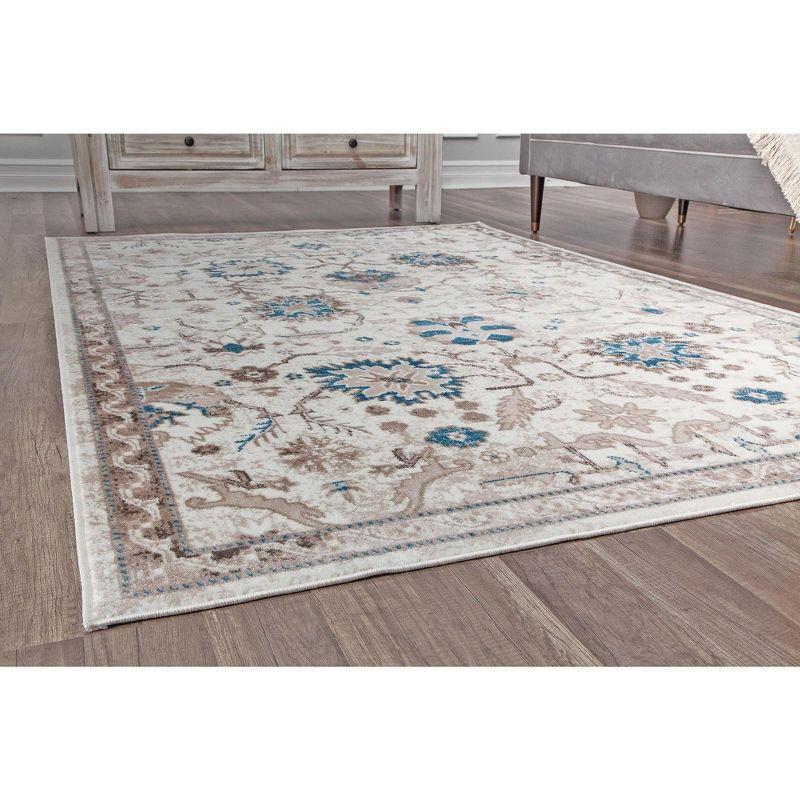Rugs America Freida FY55B Honeysuckle Vintage Farmhouse Cream Area Rug for Dining Room Rug Neutral Rug Living Room Rug Kitchen, 2'6"x8'